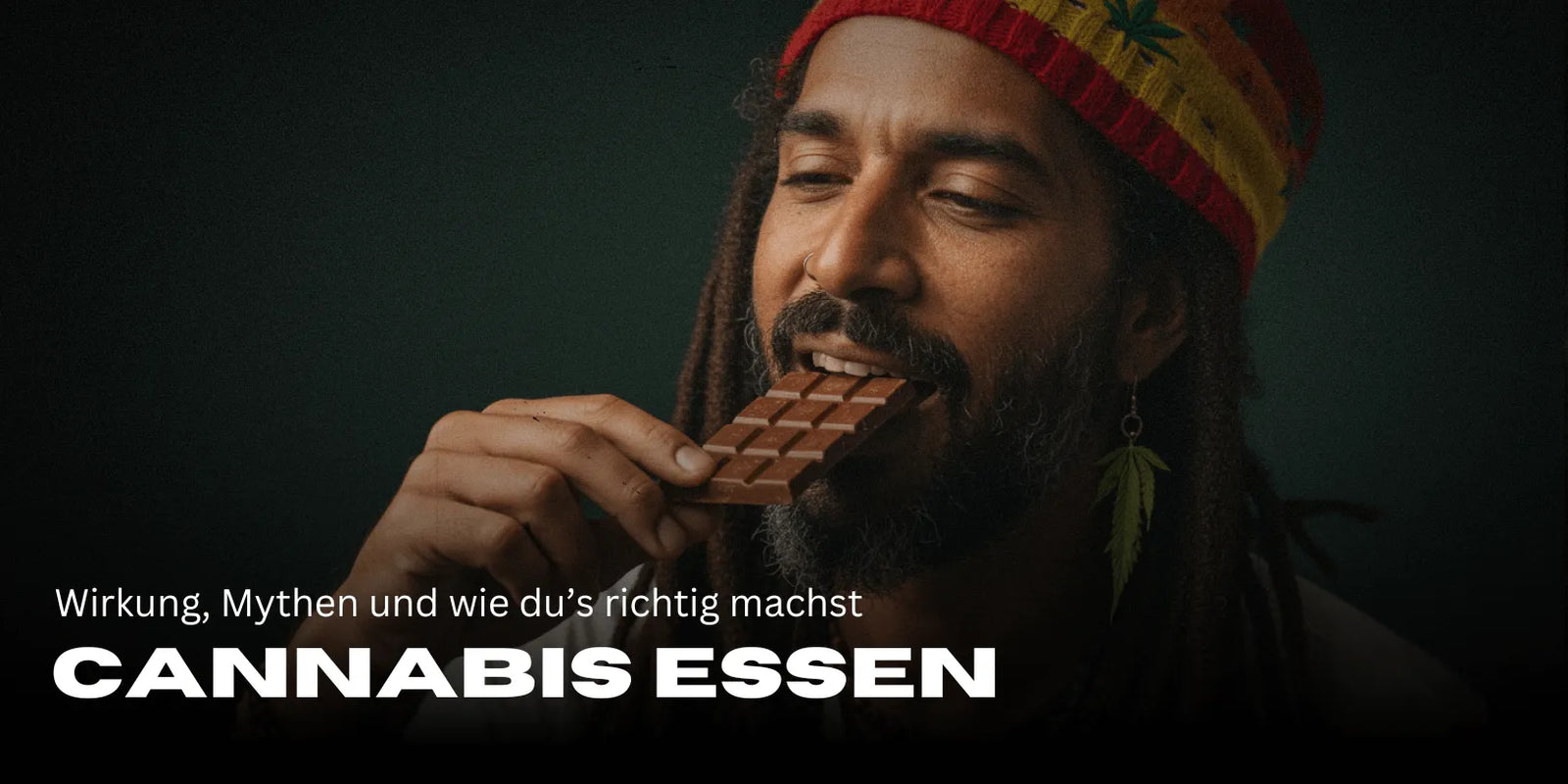 Man in Rasta-look eet THC Chocolade