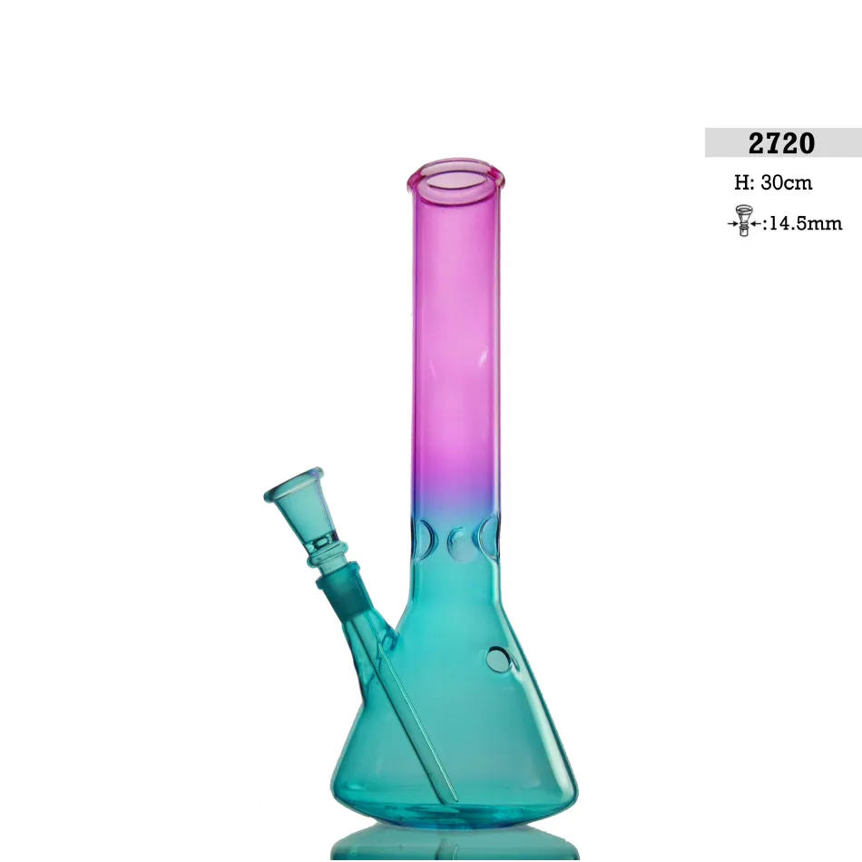 Bong din sticlă H: 30cm Albastru/Roz