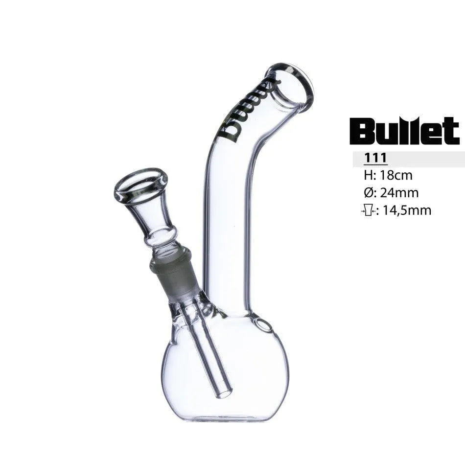 Bong de vidro Bullet com bocal curvo Altura: 18cm