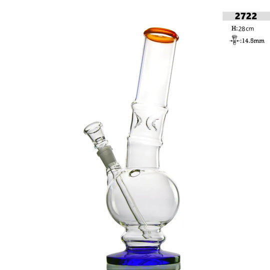 Glass bong H: 28cm Blue/Orange with Ice