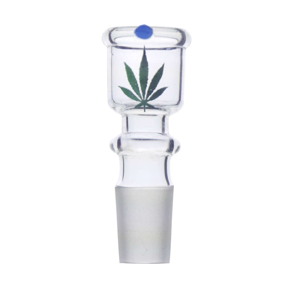Cabeza de cristal con diseño de hojas y punto azul - Tulipán