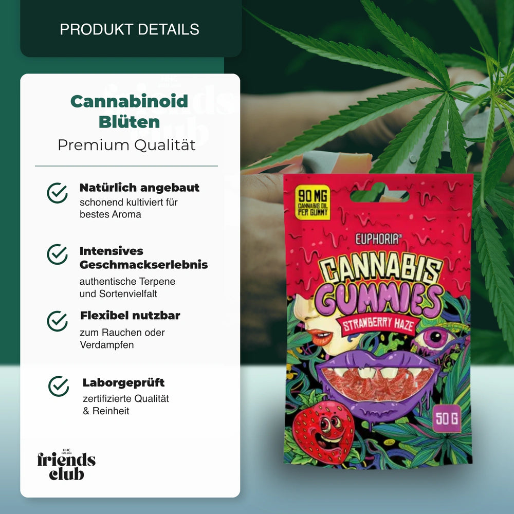 Euphoria Kannabisz Gumicukrok Strawberry Haze (50g) - hhcfriends