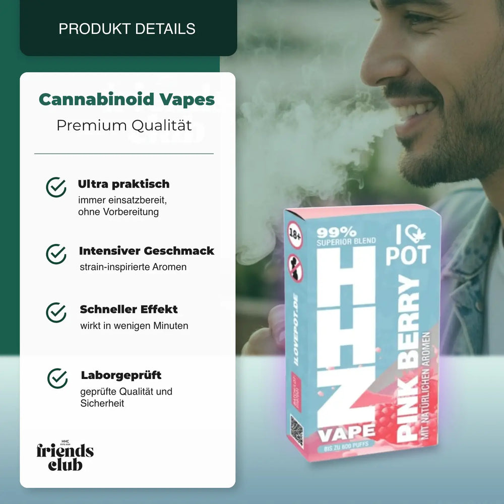 Caneta HHZ Vape 95% - Pink Berry - hhcfriends