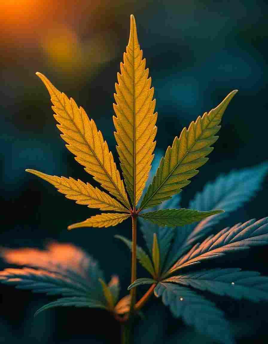 Hojas de cáñamo como ejemplo con varias hojas
