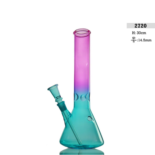 Bong de vidrio H: 30cm Azul/Rosa