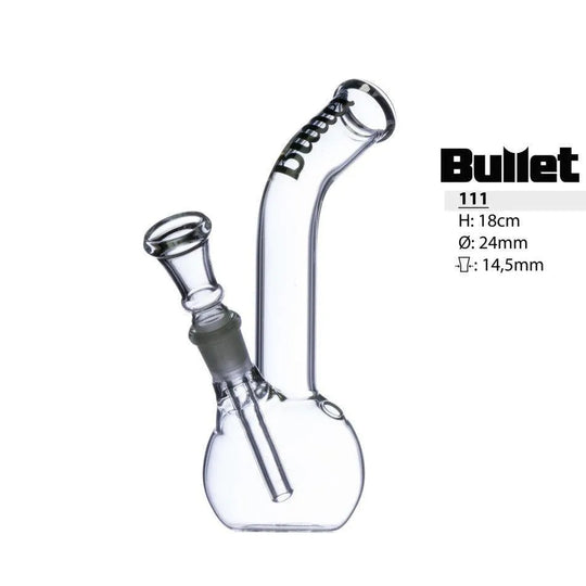 Bullet Glass Bong met gebogen mondstuk H: 18cm