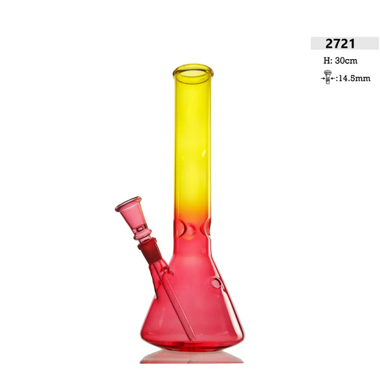 Bong de vidrio A: 30cm Rojo/Amarillo