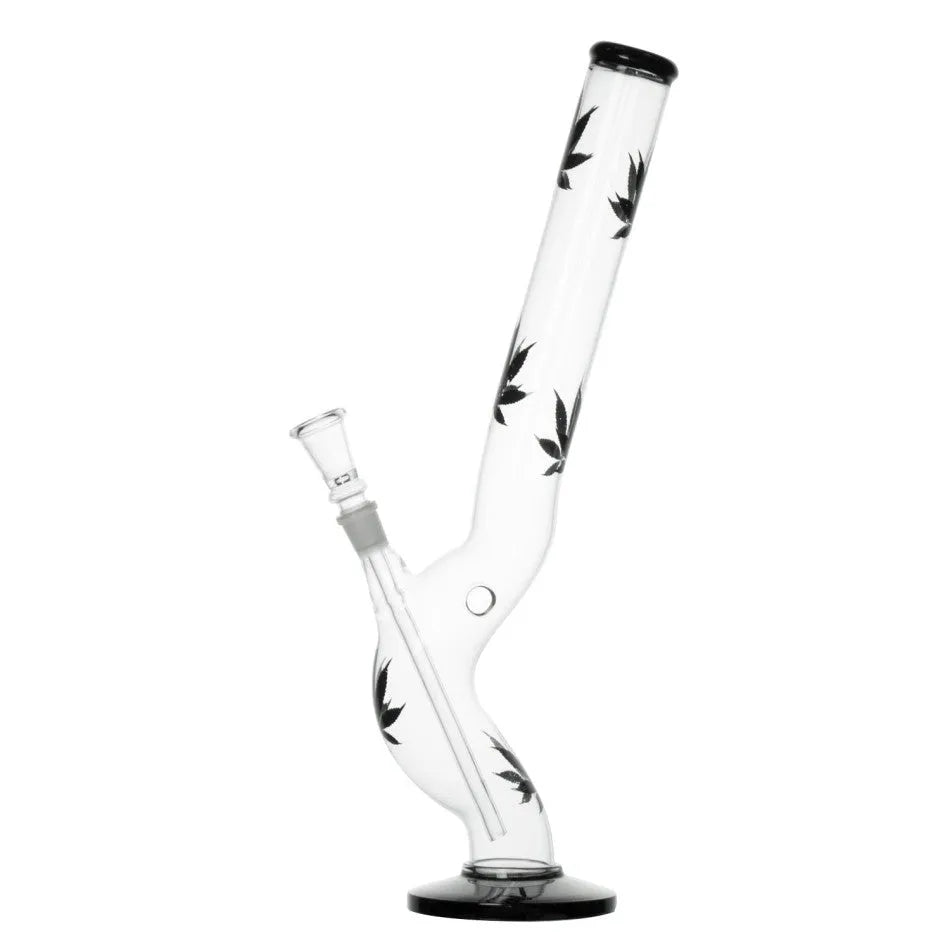 Szklane bongo S-Form Black Leafs 42 cm