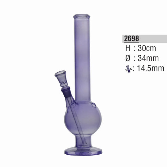 Bong de vidrio bola 30cm metálico lila