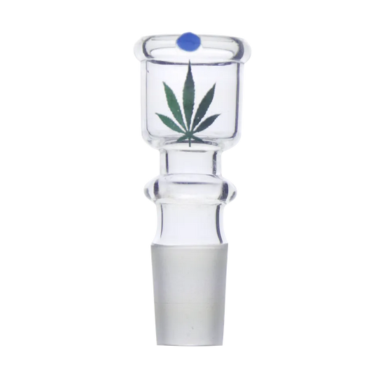 Cabeza de vidrio con diseño de hoja y punto azul – Tulipán