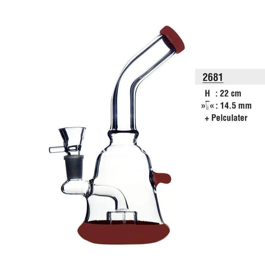 Glazen Bong gebogen rood 22cm