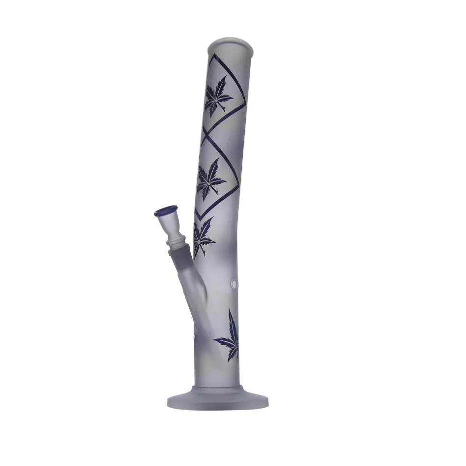 Glasbong 42cm Sand gestrahlt mit schwarze Blättern