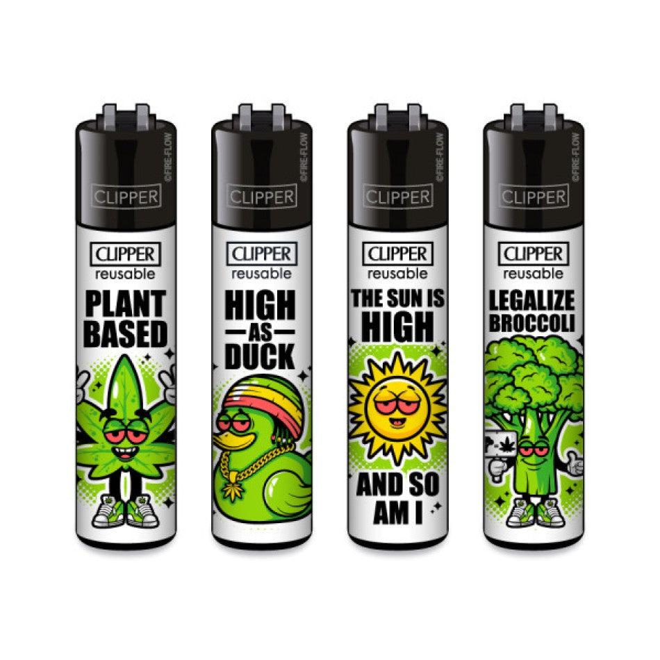 Bunte Clipper Feuerzeuge mit Cannabis-Motiven