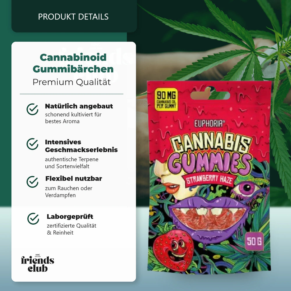 Euphoria Cannabis Gummibeertjes Strawberry Haze (50 g)