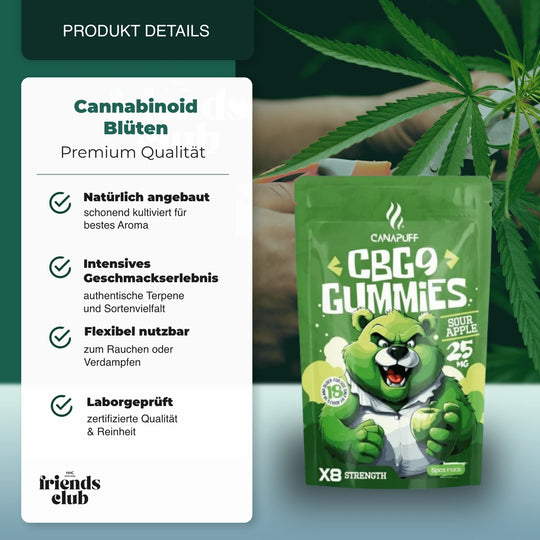 CBG9 Żelki kwaśne jabłko 5 sztuk - hhcfriends