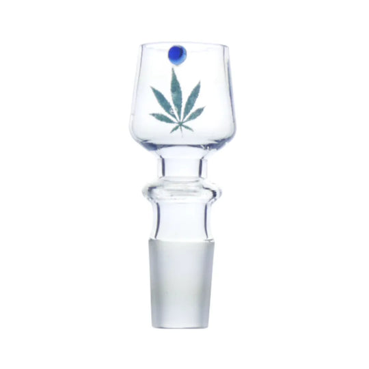 Cap din sticlă cu frunză și punct albastru strâns
