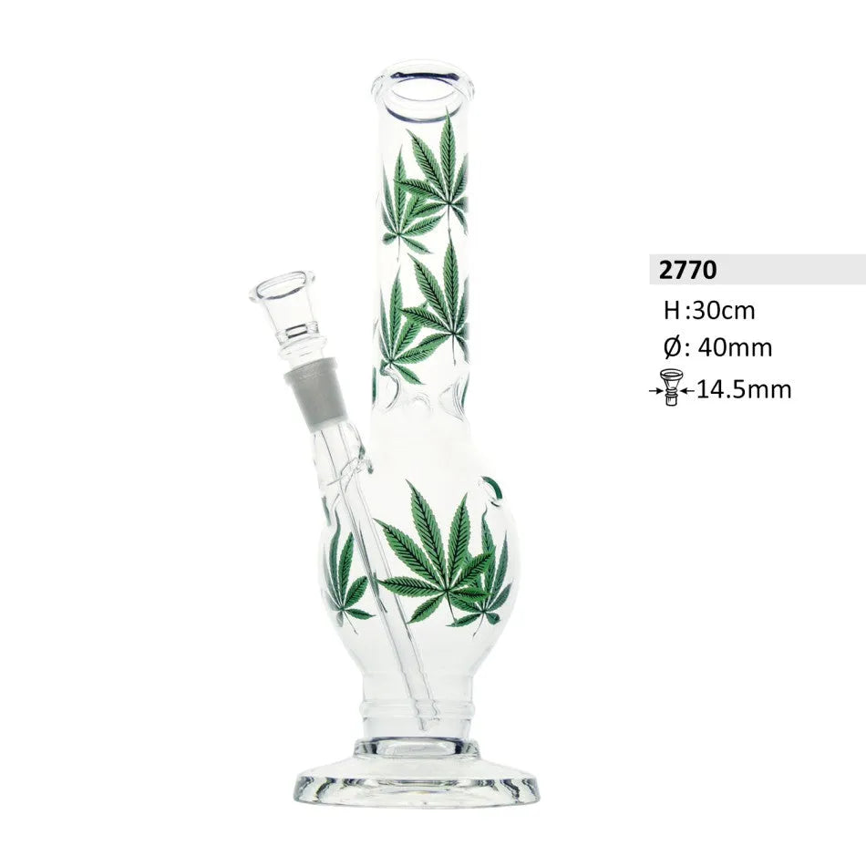 Bong de vidrio con diseño de hoja – 30 cm-Smagro GmbH