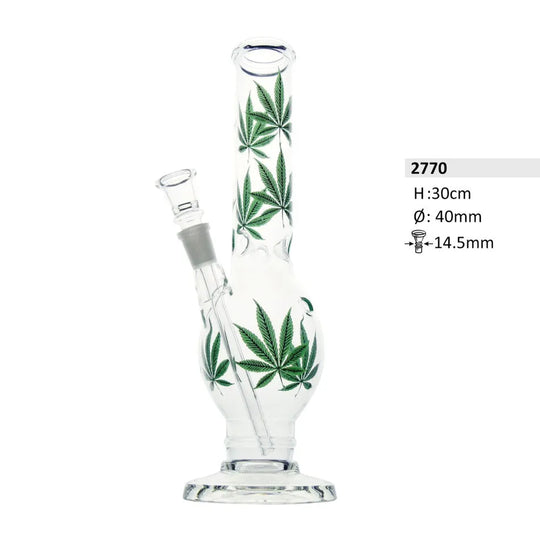 Bong de vidrio con diseño de hoja – 30 cm-Smagro GmbH