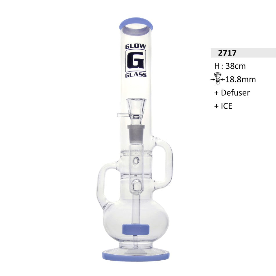 Bong mit blauen Akzenten und Diffusor