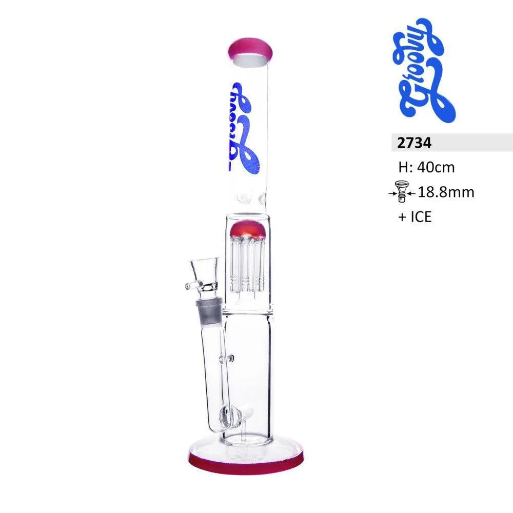 Bong de vidrio con percolador de 8 brazos – Edición rosa 40 cm
