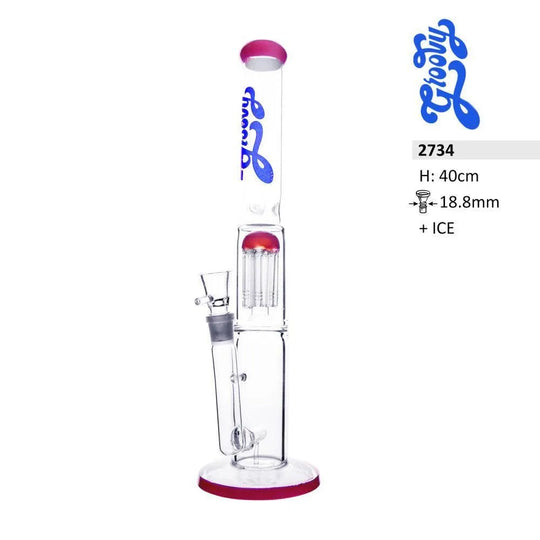 Bong de vidrio con percolador de 8 brazos – Edición rosa 40 cm
