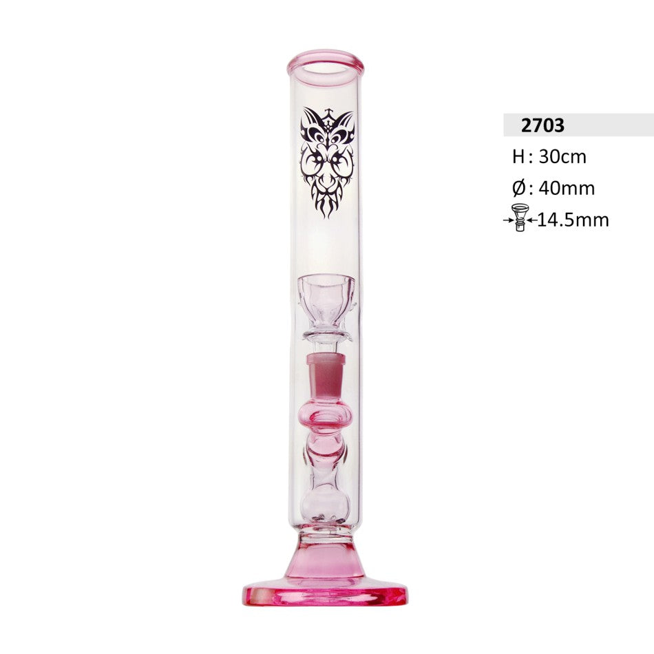Rosa Glasbong mit floralem Design