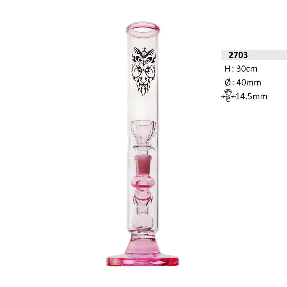 Szklane bongo ustnik różowy Chillum i dyfuzor wys. 30 cm