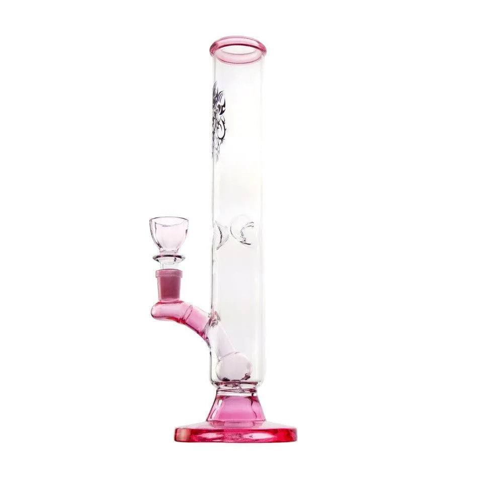 Szklane bongo ustnik różowy Chillum i dyfuzor wys. 30 cm
