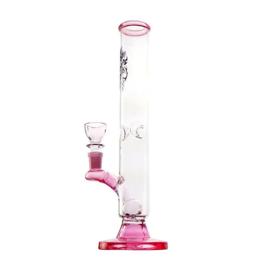 Boca de bong de vidrio rosa Chillum y difusor Altura: 30 cm