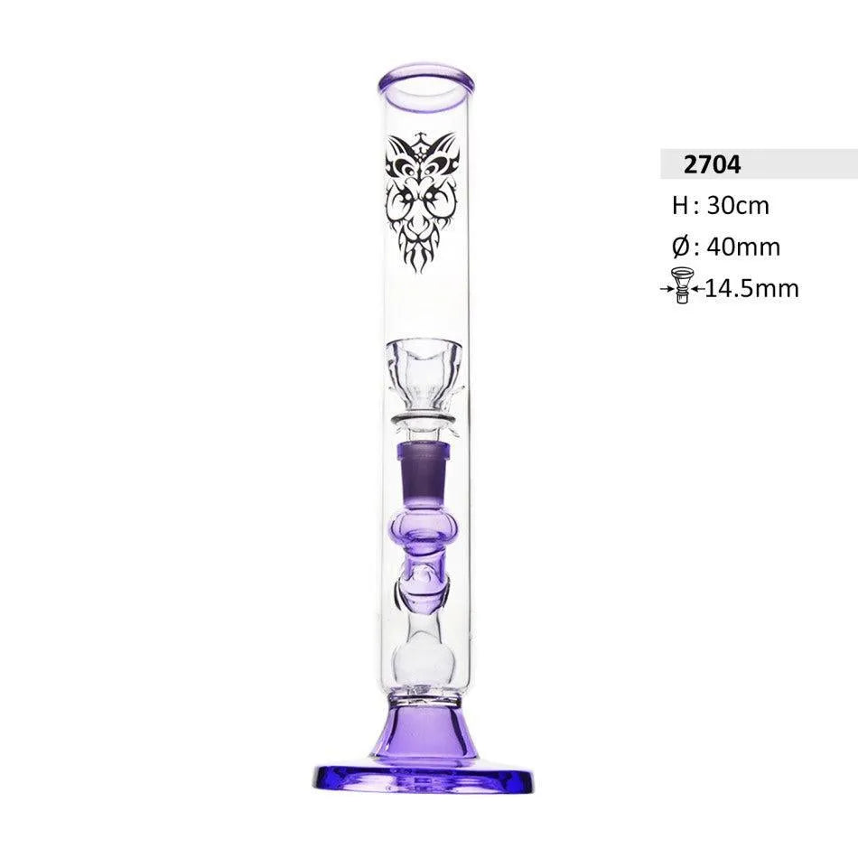 Bong de vidrio con boquilla lila Chillum y difusor Altura: 30 cm