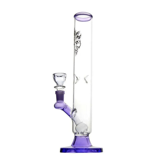 Bong de vidrio con boquilla lila Chillum y difusor Altura: 30 cm