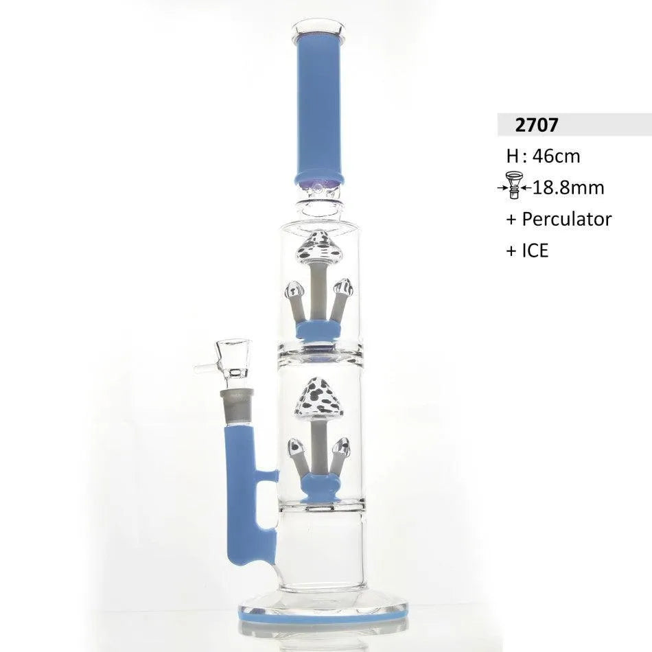 Szklane bongo Heavy Glass H: 46 cm Mushroom Pelculator LILA / Niebieski