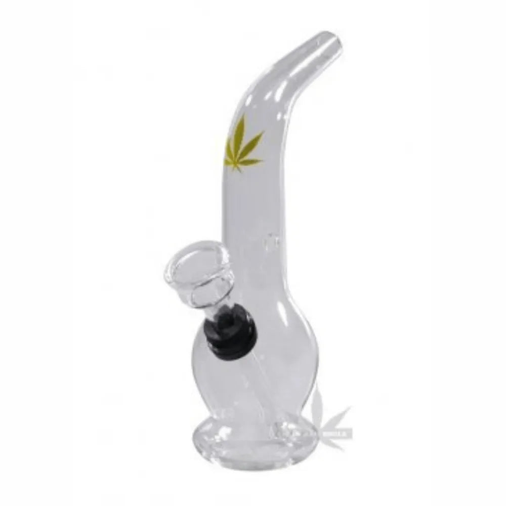 Szklane bongo 13 cm liść konopi