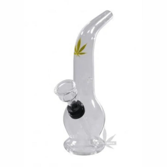 Szklane bongo 13 cm liść konopi