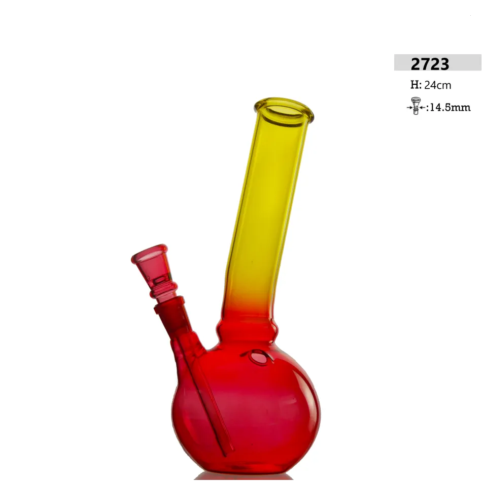Bong de vidrio H: 24 cm color rojo/amarillo con hielo