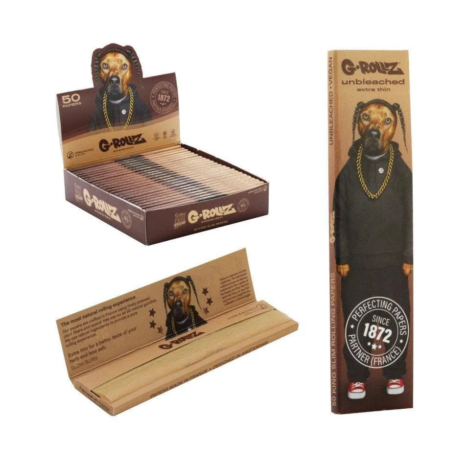 G-Rollz Pets Rock 'Rap' - Sin blanquear - 50 King Size Slim Papers