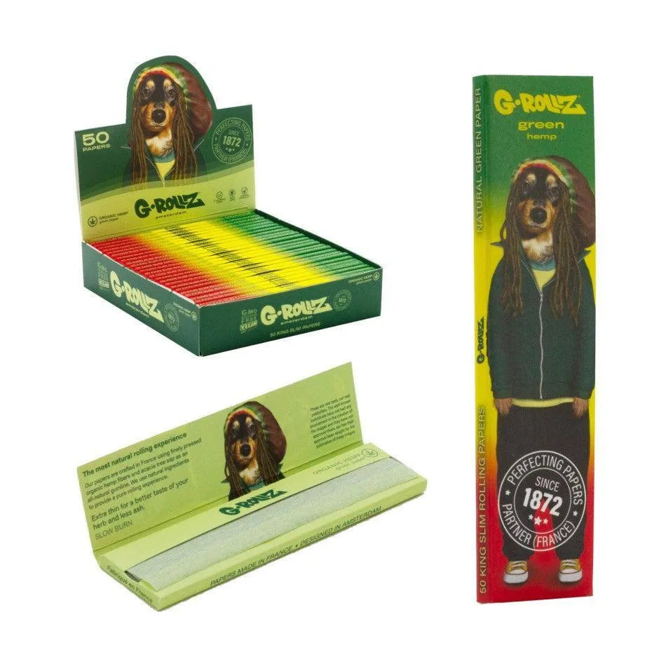 G-Rollz Pets Rock 'Reggae' – Cáñamo Orgánico Verde - 50 Papers King Size Slim