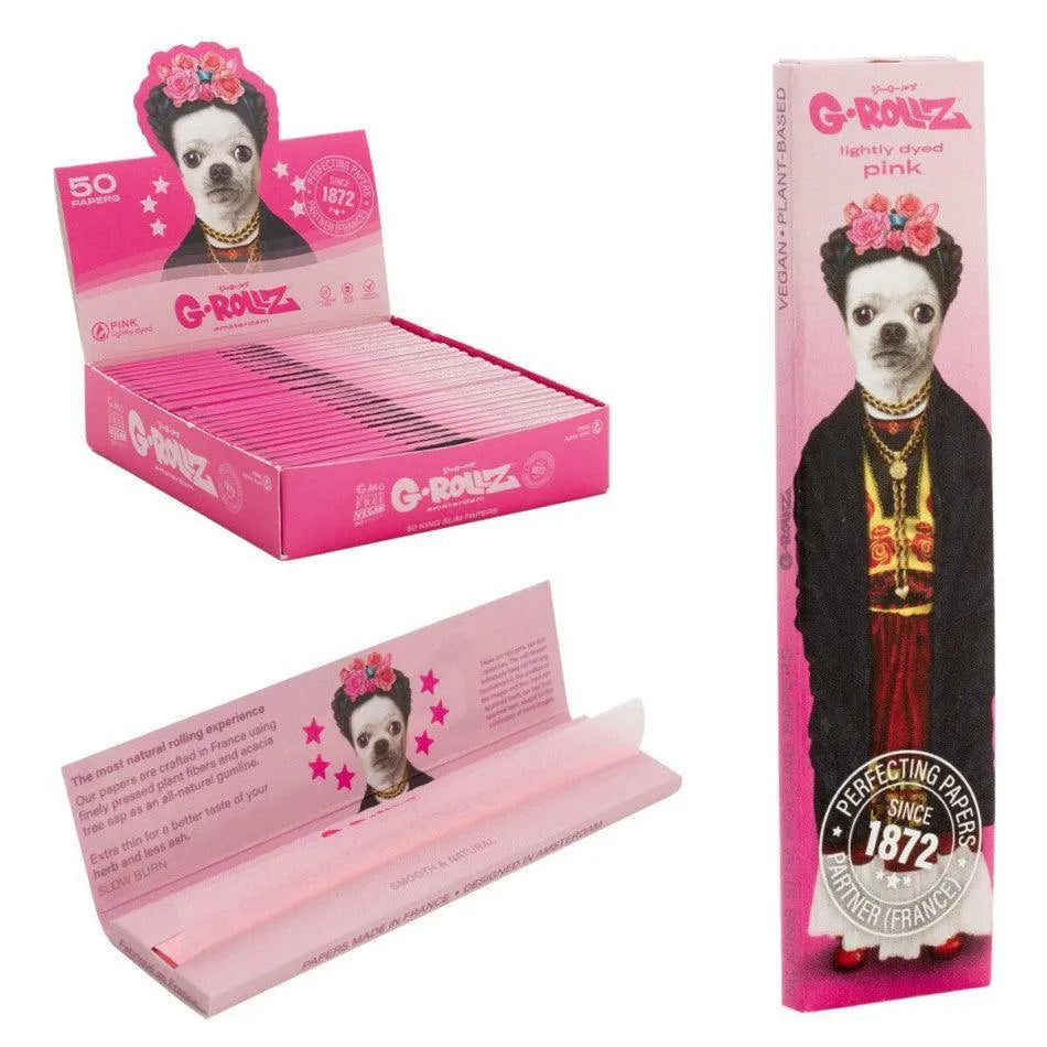G-Rollz Pets Rock 'Mexico' - Lekko barwione na różowo - 50 King Size Slim Papers