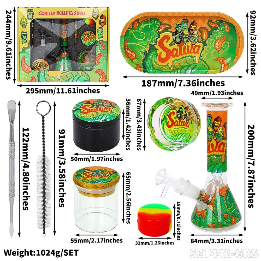 Zestaw Gorilla Bong – kompletny zestaw do palenia 7-częściowy.