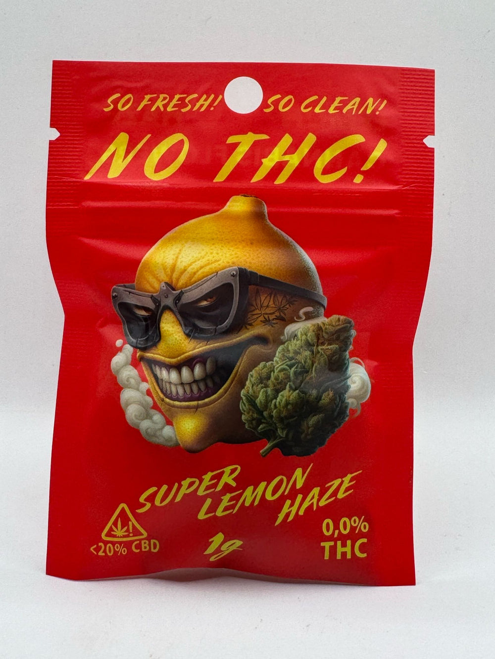 Super Lemon Haze CBD Verpackung mit Lemon Motiv