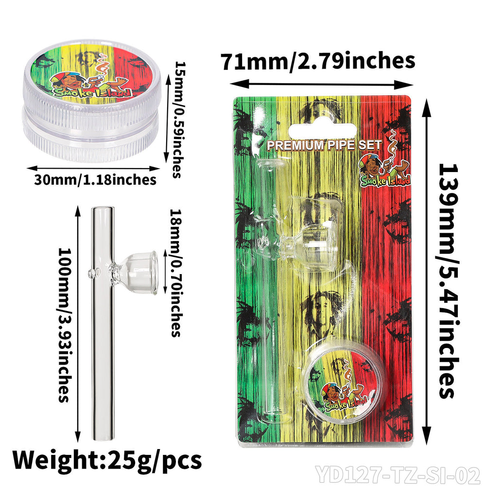 Grinder und Verpackung im Rasta Design