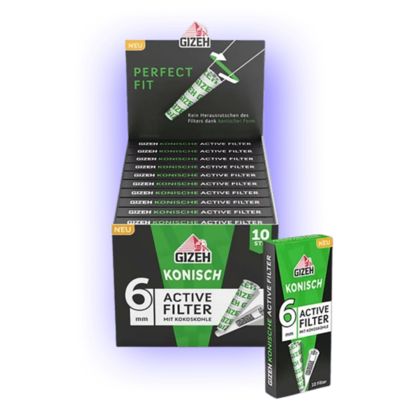 GIZEH Active Filter Aktivkohlefilter konisch 10 Stück