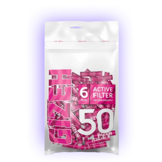 GIZEH PINK Active Filter Slim 6mm 50 sztuk