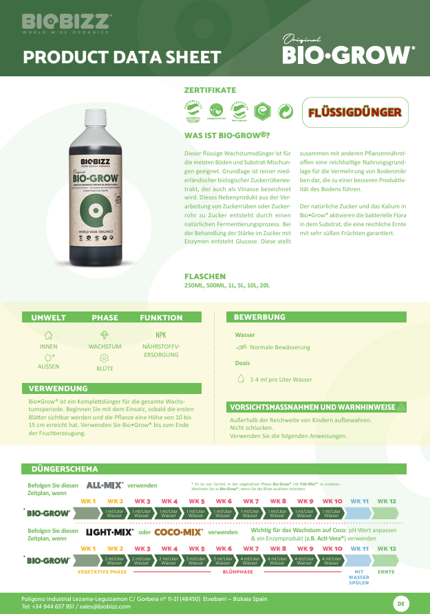 Bio Bizz Bio-Grow Fertilizer